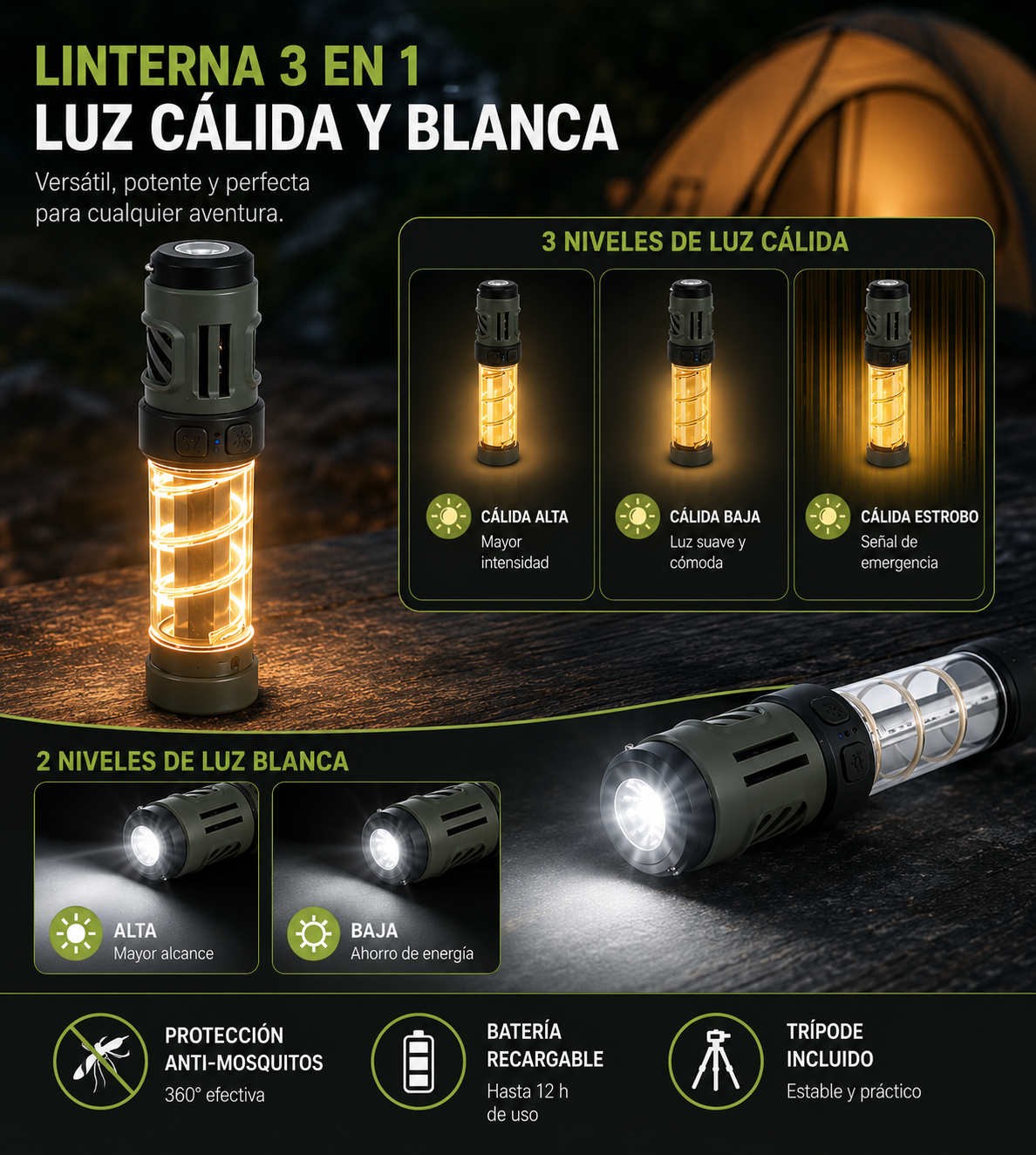 Linterna Antimosquitos LED