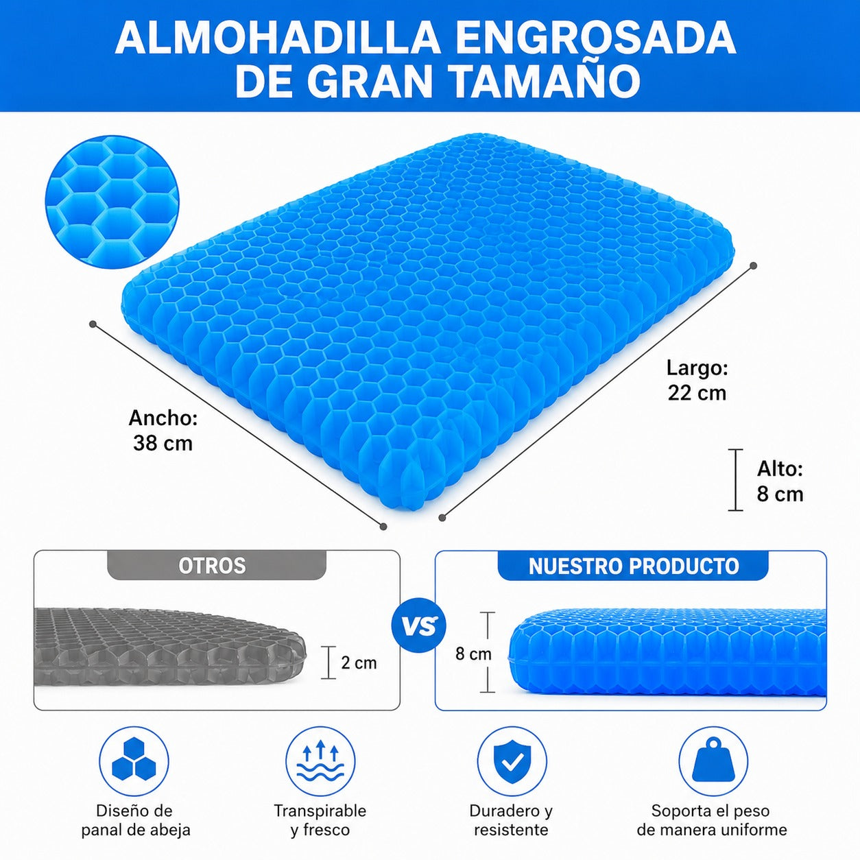 Cojín de Gel Premium para Silla