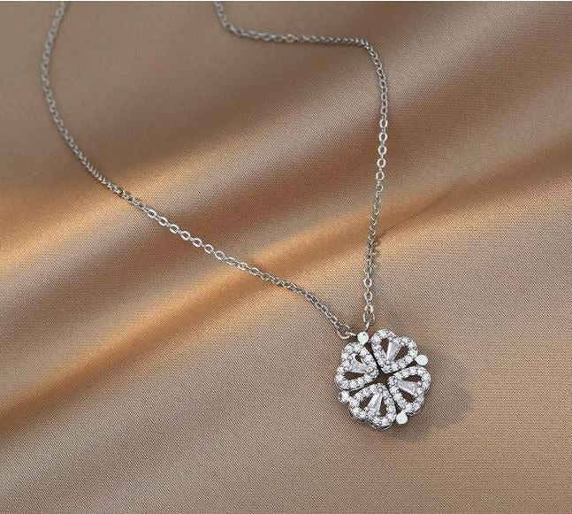 Collar Trébol 4 Corazones acero inoxidable