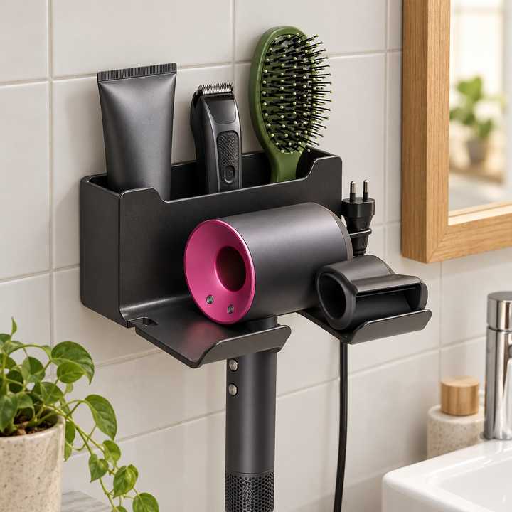 Soporte para secador de pelo profesional con cabezales imantados