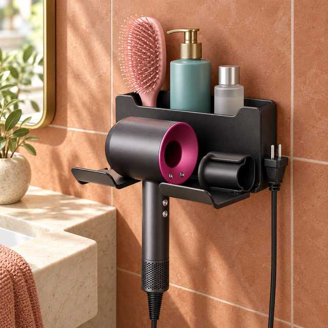 Soporte para secador de pelo profesional con cabezales imantados