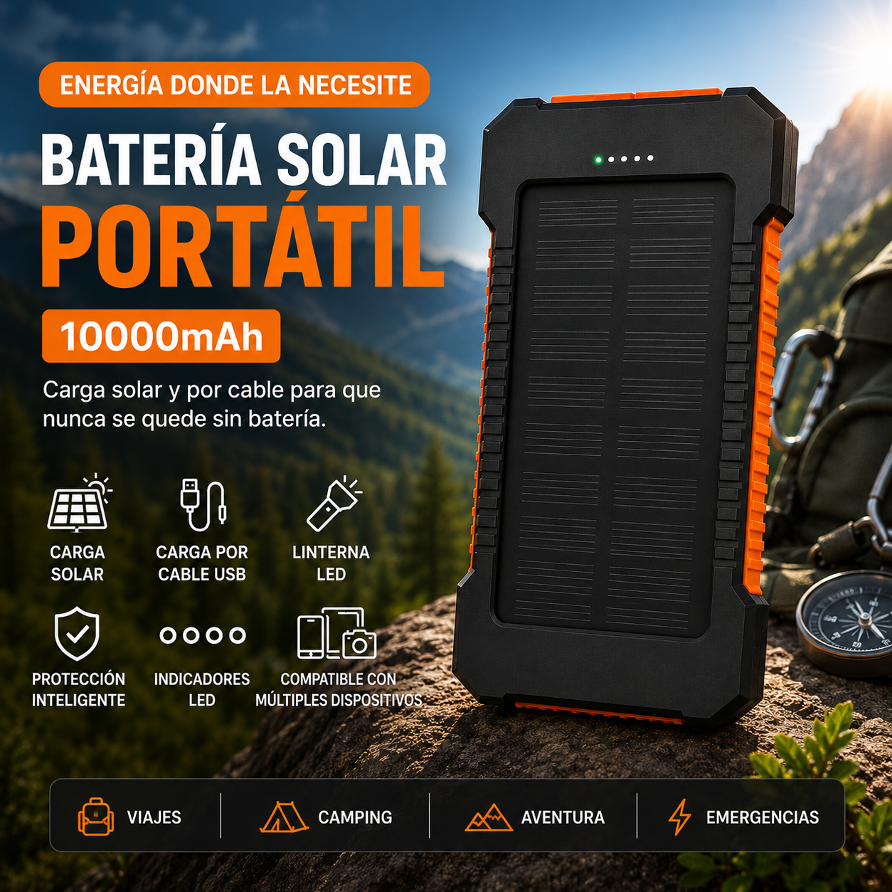 Batería Solar Portátil 10000mAh
