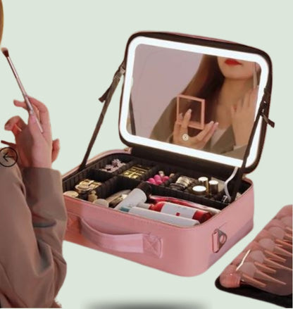 Estuche de Maquillaje Portátil con Espejo Led