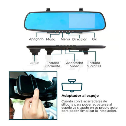Dashcam 1080P para Coche con Cámara Trasera