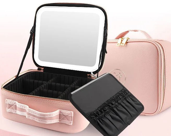 Estuche de Maquillaje Portátil con Espejo Led