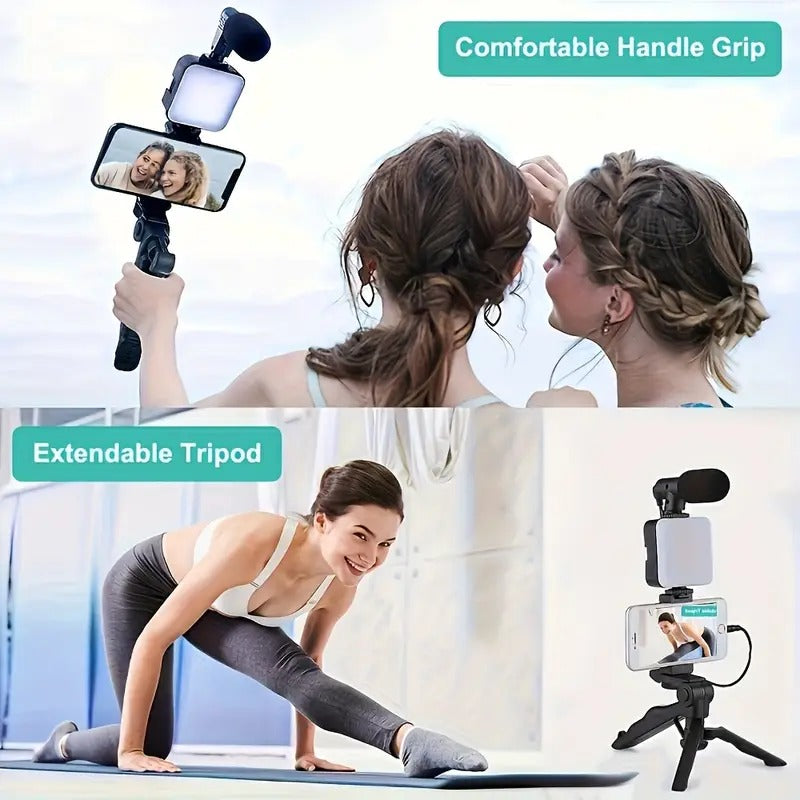 Set Grabacion Movil 3 en 1 (tripode + micro + luz)