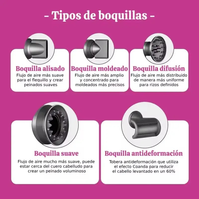Secador de pelo profesional con cabezales imantados