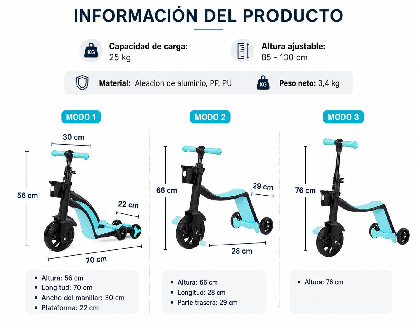 Patin Scooter 3 en 1