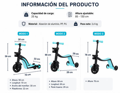 Patin Scooter 3 en 1