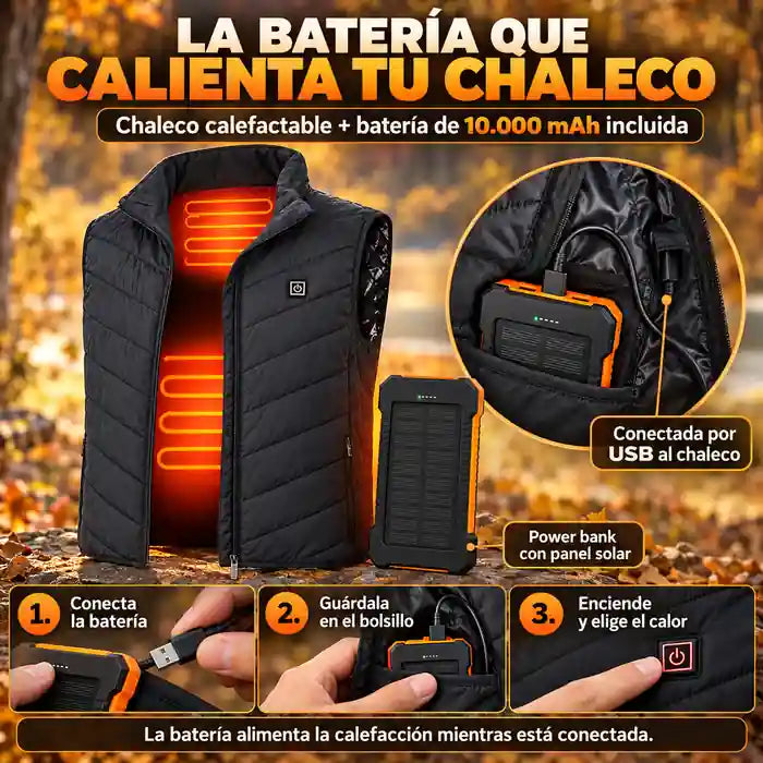 Chaleco Calefactable talla M + Batería de REGALO