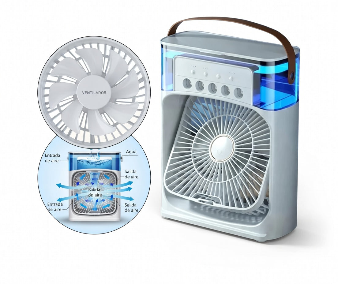 Ventilador Climatizador con Pulverizador Portátil