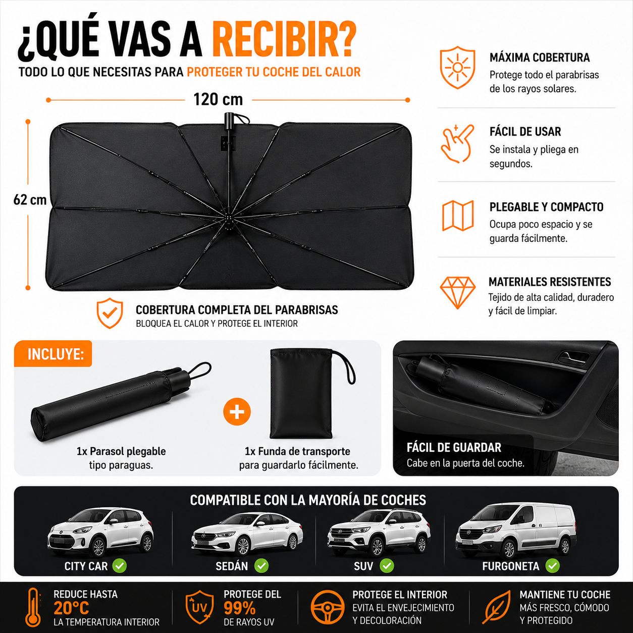 Parasol Coche Plegable